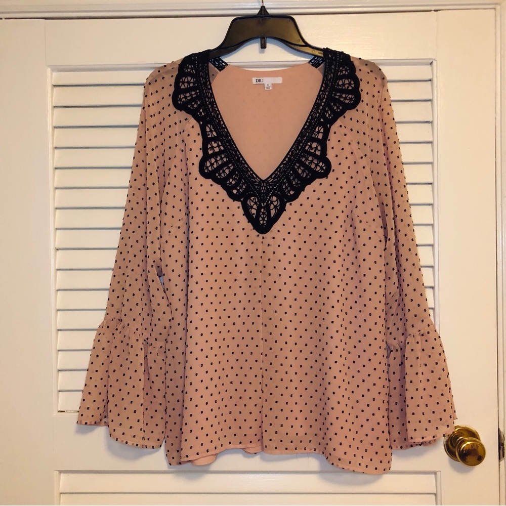 Women's XL Long Sleeve Polka Dot Top